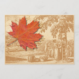 Maple Leaf and Old Harvest Engraving Invitation
