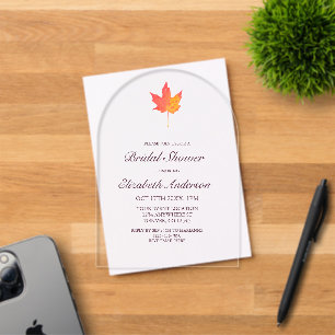 Maple Leaf Autumn Bridal Shower Acrylic Invitations