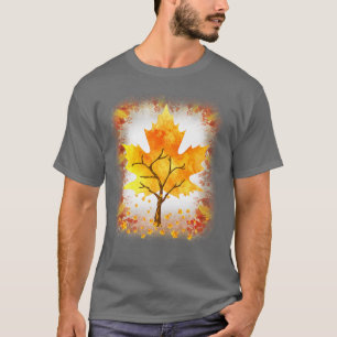 Maple Leaf Autumn Tree Orange Fall Leaves Season T-Shirt