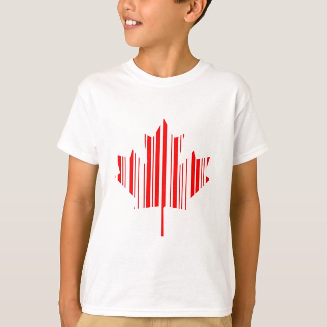 MAPLE LEAF BAR CODE CANADA FLAG Barcode Pattern T-Shirt (Front)