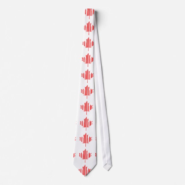 MAPLE LEAF BAR CODE CANADA FLAG Barcode Pattern Tie (Front)