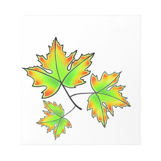 Maple Leaf, botanical, red orange green leaves Notepad (Front)