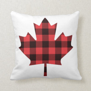 Maple Leaf Buffalo Plaid Check Throw Pillow