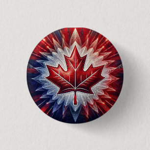 Maple Leaf Canadian Flag Fractal 1 Inch Round Button