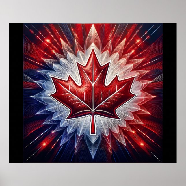 Maple Leaf Canadian Flag Fractal                 Poster (Front)