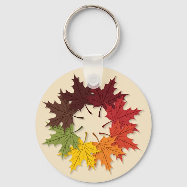 Maple leaf circle keychain (Front)