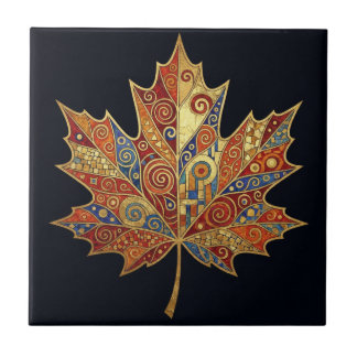 MAPLE LEAF Coaster: Gustav Klimt Bar Accessory Tile