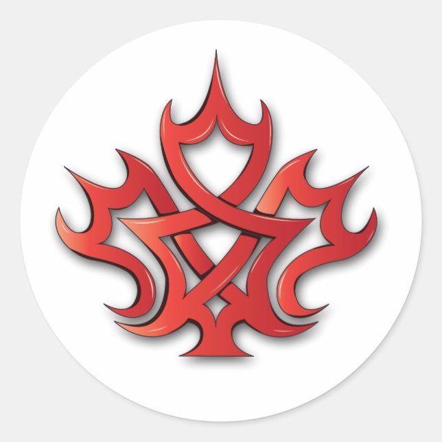 Maple Leaf Design Classic Round Sticker (Front)
