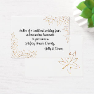 Maple Leaf Edge Fall Wedding Charity Favour Card
