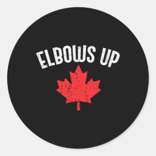 Maple Leaf Elbows Up Canada Funny Canadian Hockey  Classic Round Sticker