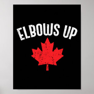 Maple Leaf Elbows Up Canada Funny Canadian Hockey  Poster