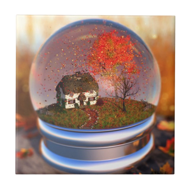 Maple Leaf Globe Decorative Tile (Front)