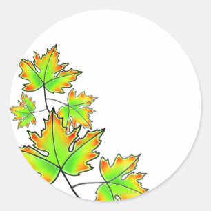 Maple Leaf, green yellow red leaves Classic Round Sticker
