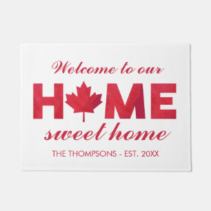 Maple Leaf Home Sweet Home Family Name Doormat
