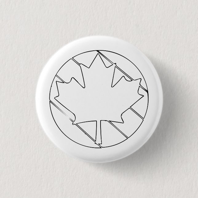 Maple Leaf line drawing 1 Inch Round Button (Front)