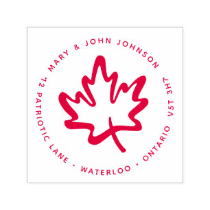 Maple Leaf Modern Return Address Canada Circle Self-inking Stamp