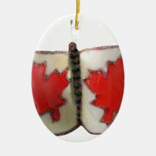 "Maple Leaf Monarch" Canadian Flag Butterfly  Ceramic Ornament