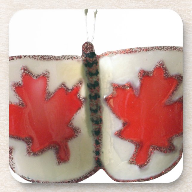 "Maple Leaf Monarch" Canadian Flag Butterfly  Coaster (Front)