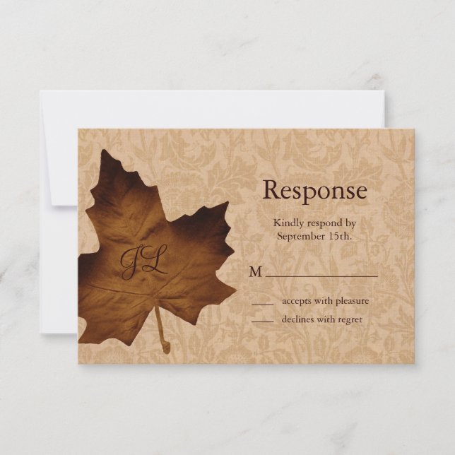 Maple Leaf Monogrammed RSVP Card (Front)