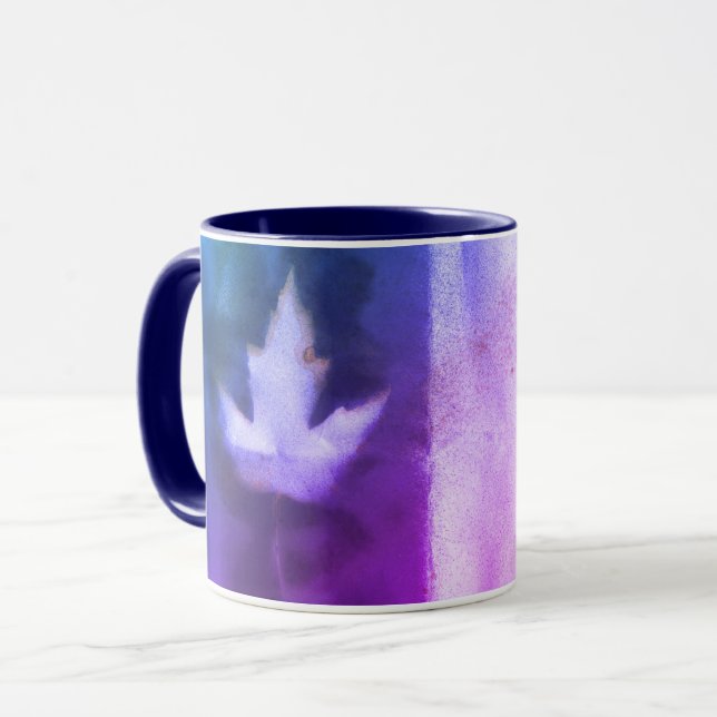 Maple Leaf Natural Ink Handmade Purple Organic Art Mug (Front Left)