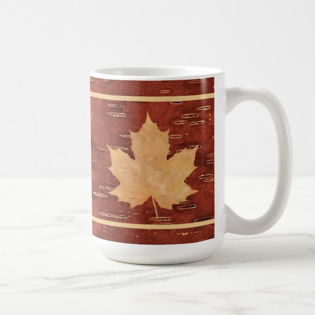 Maple Leaf On Inner Birch Bark Coffee Mug (Right)