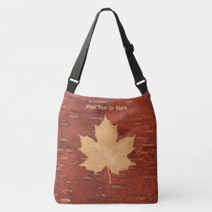 Maple Leaf On Inner Birch Bark Crossbody Bag