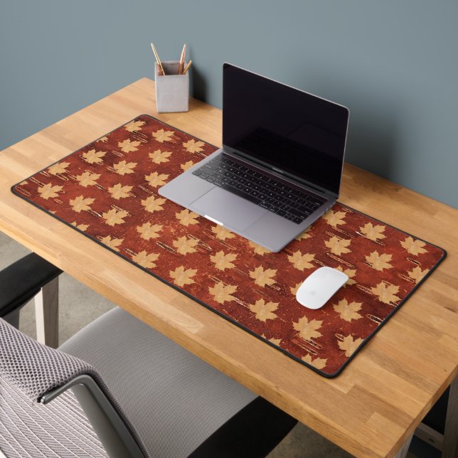 Maple Leaf On Inner Birch Bark Desk Mat (Office 2)