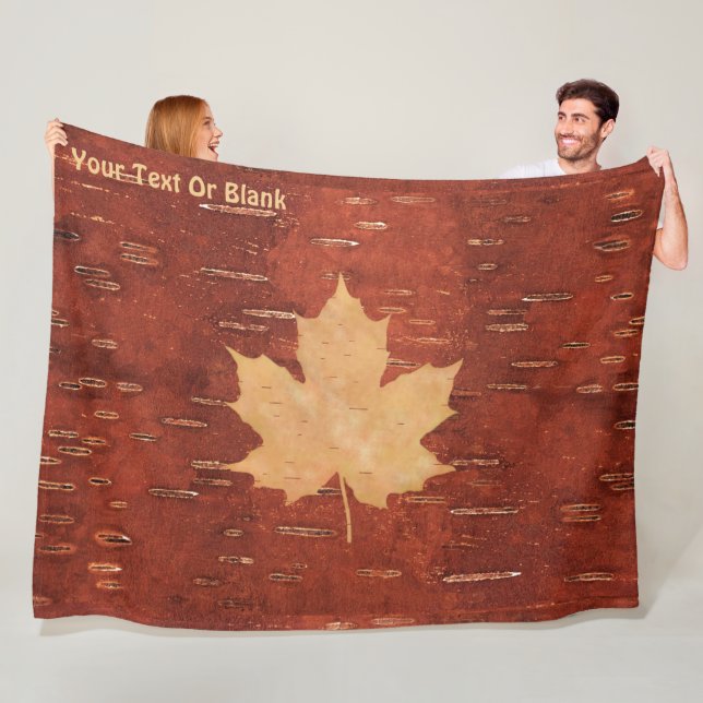 Maple Leaf On Inner Birch Bark Fleece Blanket (In Situ)