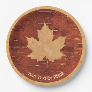 Maple Leaf On Inner Birch Bark Paper Plate