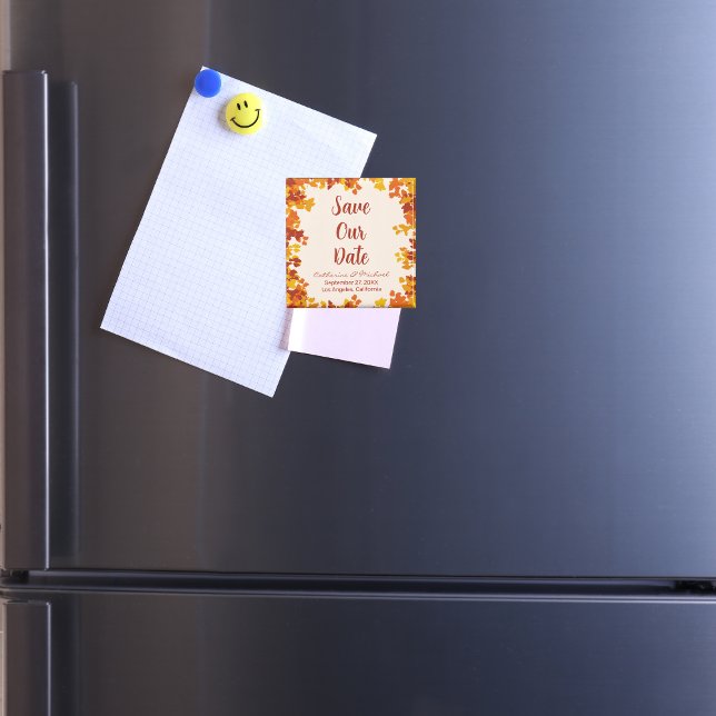 Maple Leaf Orange Terracotta Autumn Save The Date Magnet (Creator Uploaded)