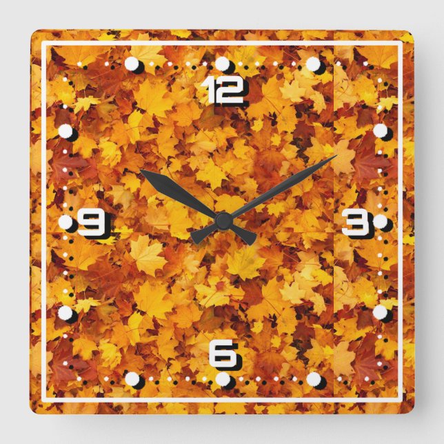 Maple Leaf Pattern-25877 Square Wall Clock (Front)
