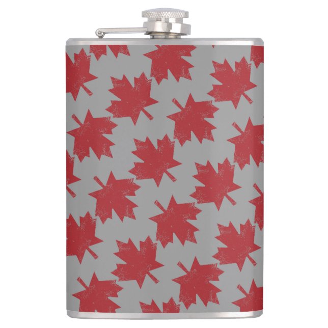Maple Leaf Pattern Hip Flask (Front)