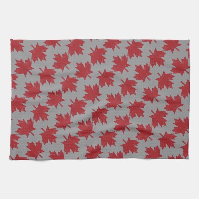 Maple Leaf Pattern Kitchen Towel (Horizontal)