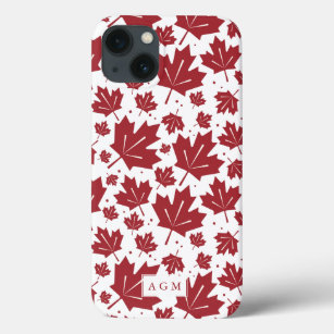 Maple Leaf Pattern Monogrammed iPhone 13 Case