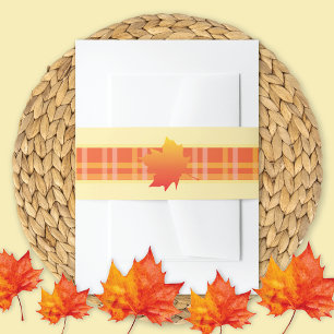 Maple Leaf Plaid Ribbon Wedding Invitation Belly Band
