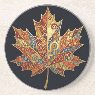 MAPLE LEAF Sandstone Coaster: Art Nouveau Coaster