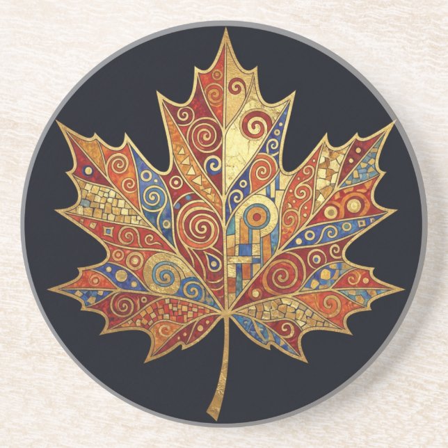 MAPLE LEAF Sandstone Coaster: Art Nouveau Coaster (Front)