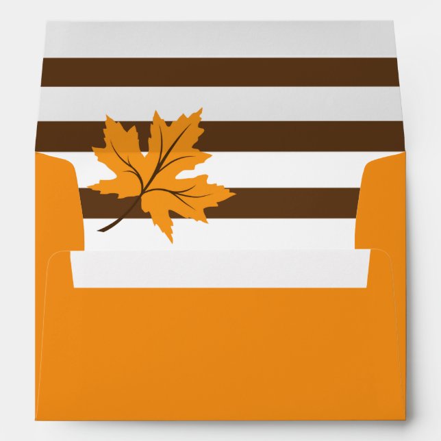 Maple leaf & stripes orange modern wedding envelope (Back (Bottom))