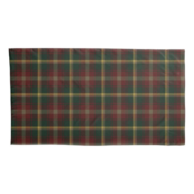 Maple Leaf Tartan Plaid. Canada National Tartan Pillowcase (Back-Right)