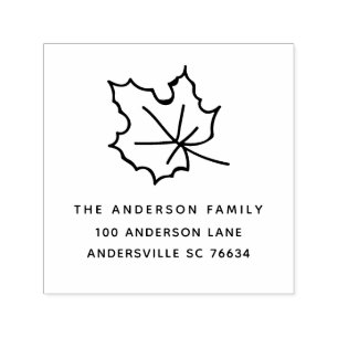 Maple Leaf Thanksgiving Family Return Address Self-inking Stamp