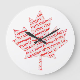 Maple leaf with Canadian cities clock
