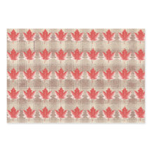 Maple Leaf Wrapping Paper Flat Sheet Set of 3