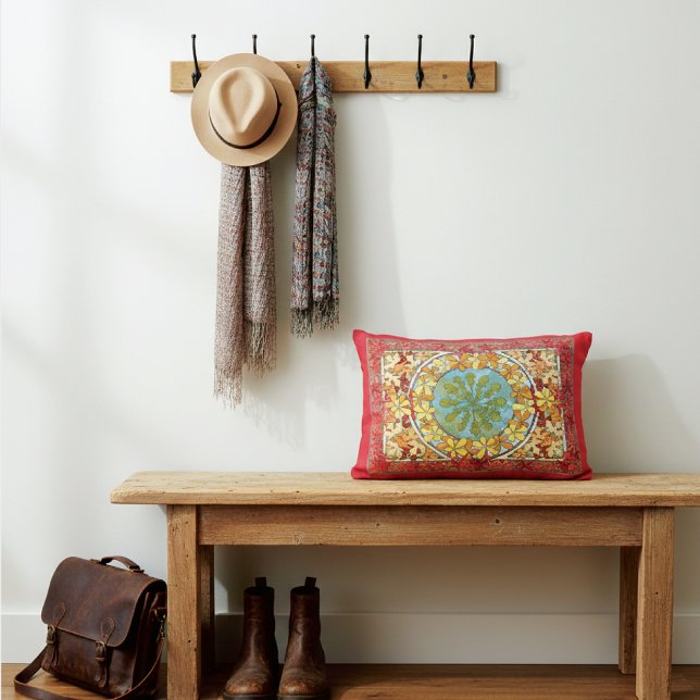 Maple Leaves Abstract Pattern Alphonse Mucha Accent Pillow (Creator Uploaded)