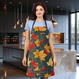 Maple Leaves Autumn Pattern with Rich Fall Colours Apron