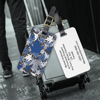 Maple Leaves - Blue on a Charcoal Background Luggage Tag