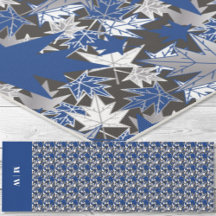 Maple Leaves Blue on a Charcoal Background