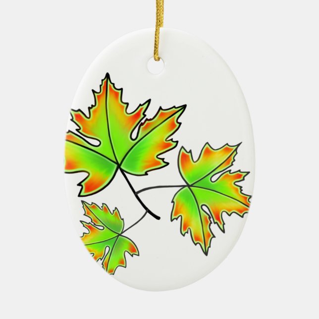 Maple Leaves Ceramic Ornament (Front)