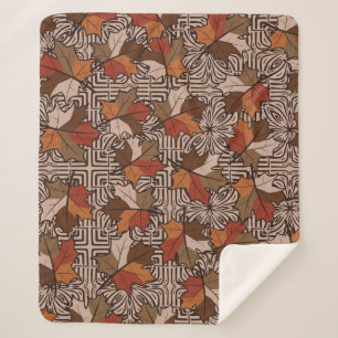 Maple Leaves Four-Finger Flower Pattern Sherpa Blanket