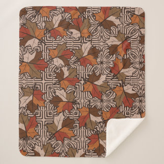Maple Leaves Four-Finger Flower Pattern Sherpa Blanket