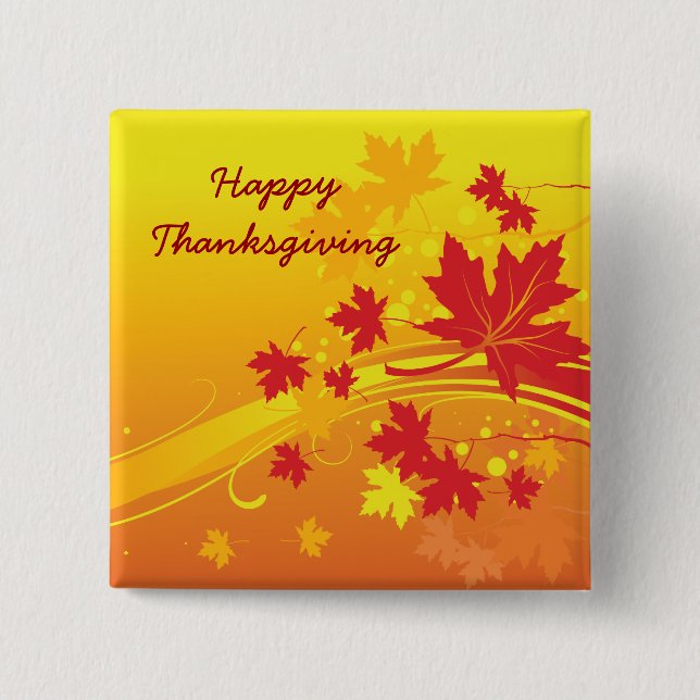 Maple leaves in fall colours custom button (Front)